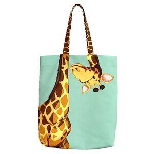 Quirky Giraffe Pattern Tote Bag, Turquoise Green, NWOT